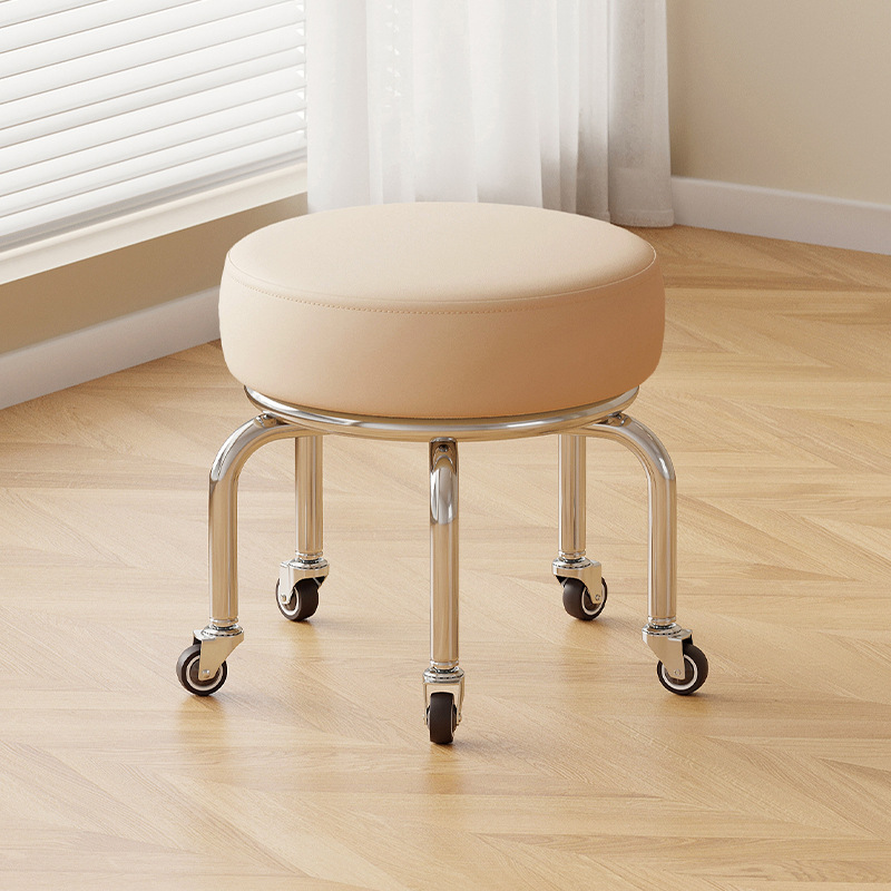 Polia doméstica taburete bajo rueda universal pequeño taburete silencioso rotativo taburete redondo móvil con artefacto moderno y simple