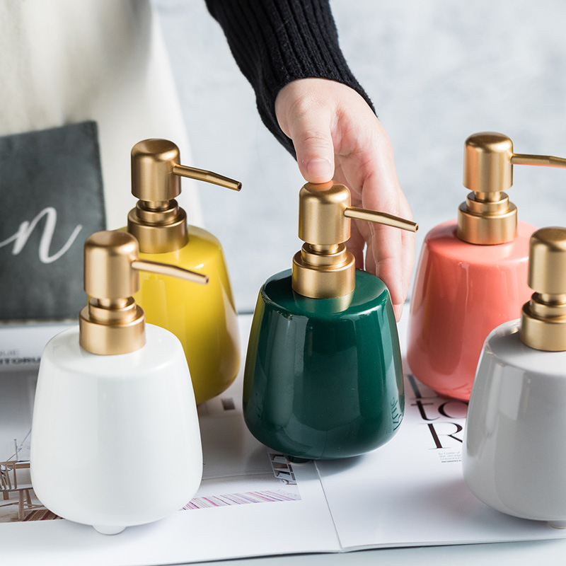 Ceramic Hand Sanitizer Bottle, Club Shampoo, Shower Gel, Lotion Pump Bottle, Bathroom Model Room Dispensing Bottle, Toiletries Bottle