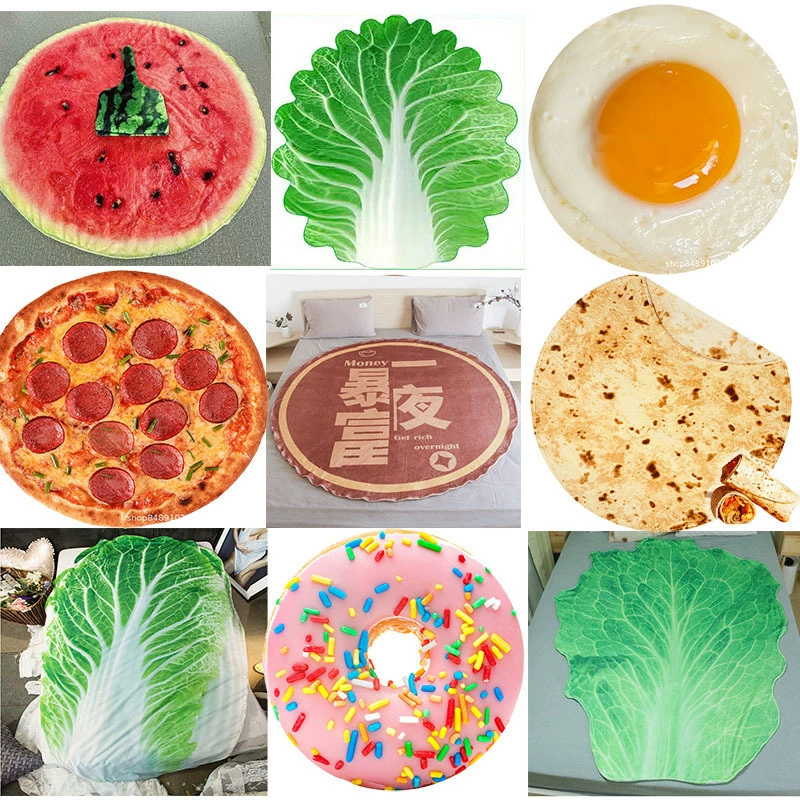 Factory wholesale printed pancake blanket flannel Mexican blanket winter air conditioning office lunch break blanket round fried