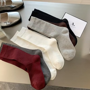 Ankora Red Socks Autumn and Winter New Style Drawstrip Fashionable Stacked Socks Internet Popular Ins Soft All-match Mid-tube Socks for Women