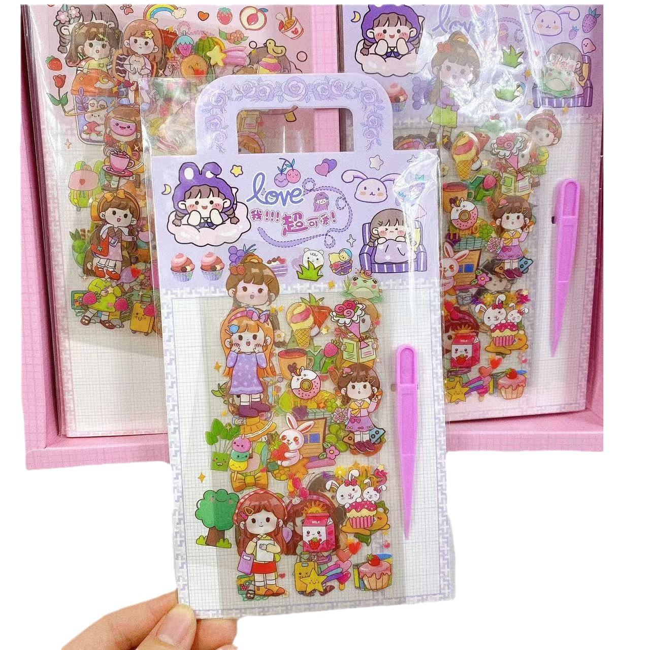 Conjunto de pegatinas para niñas pinzas pegatinas de contabilidad DIY decoración adorable pegatinas pegatinas creativas lotes de material de contabilidad