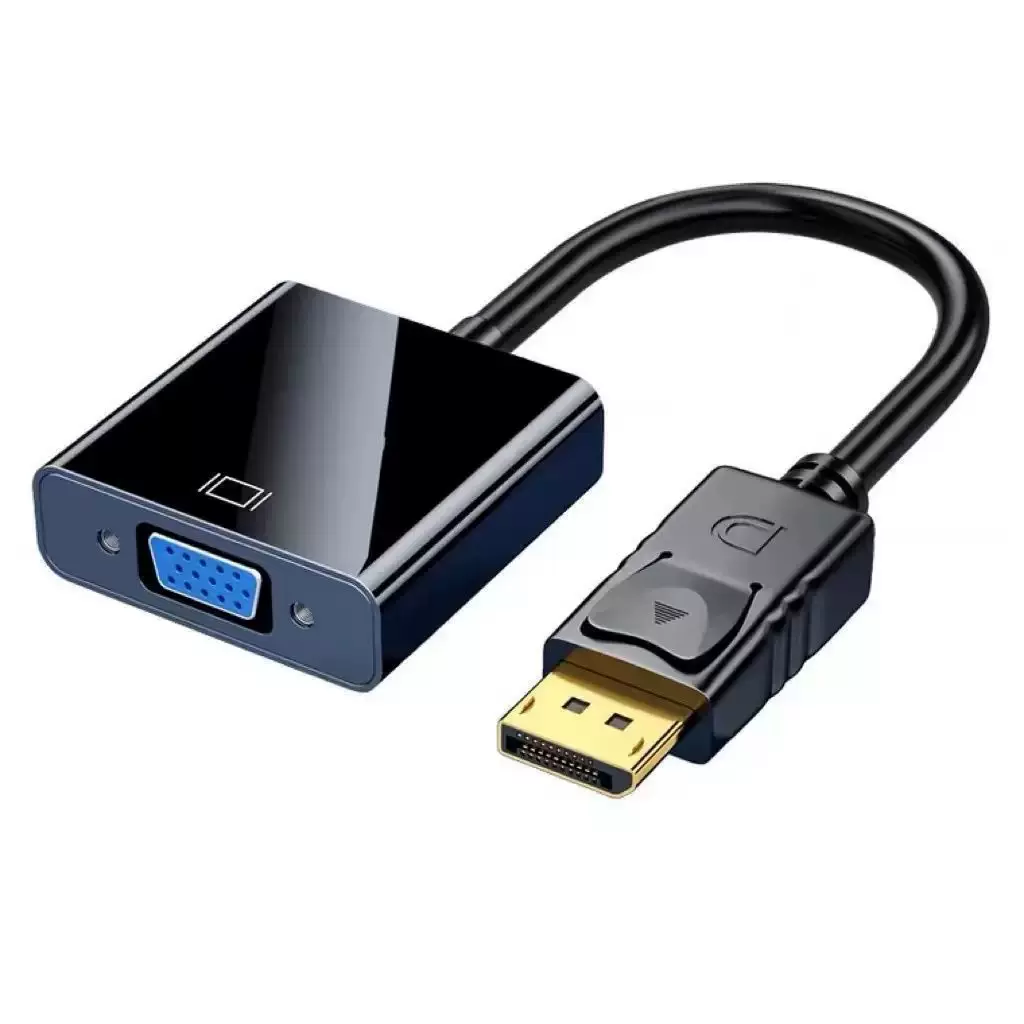 线博士线缆DP转VGA适配器黑色DisPlayPort转VGA接口主机连接视频