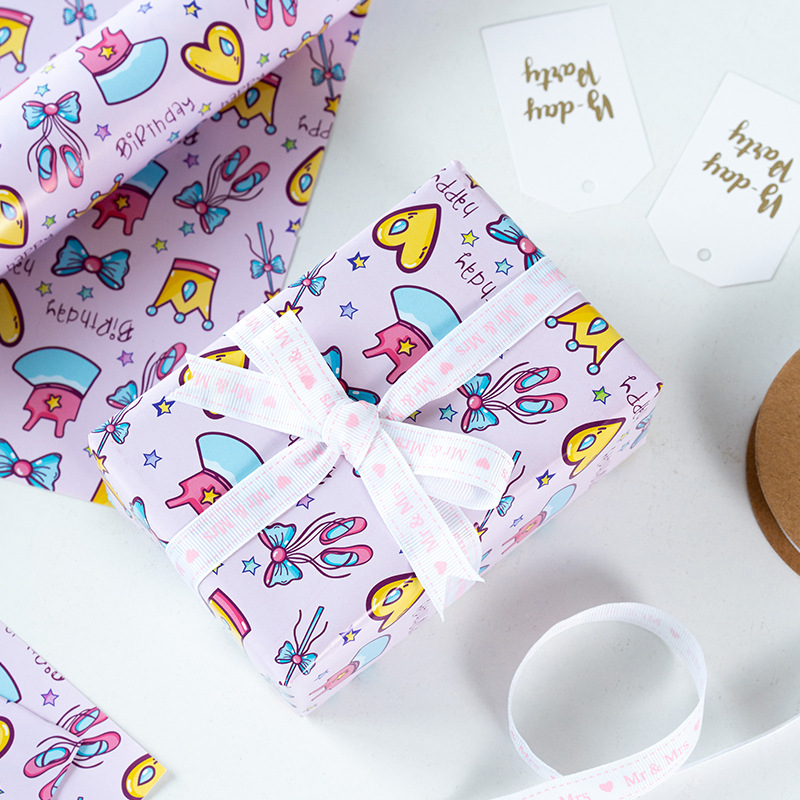 Papel de regalo colorido más vendido de Amazon para el Día del Niño, papel de regalo con dibujos animados, papel para cubrir libros al por mayor image 10