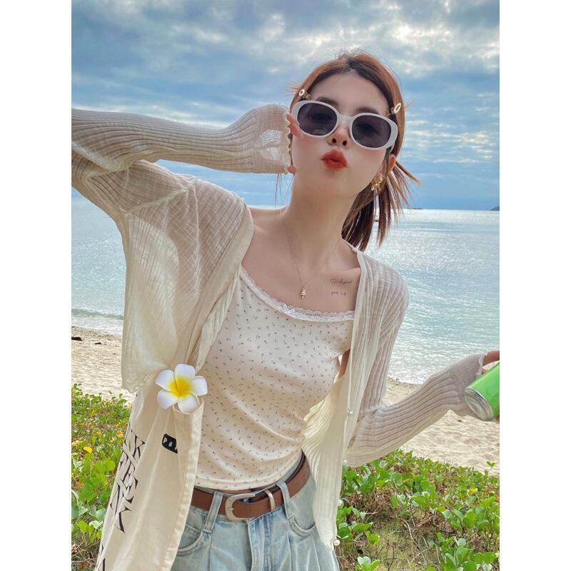 Sun Protection Cardigan Jacket Women's Thin 2024 New Summer Short White Top Ice Silk Knitted Small Waistcoat Outer Wear Sun Protection Cardigan Jacket Women's Thin 2024 New Summer Short White Top Ice Silk Knitted Small Waistcoat Outer Wear
