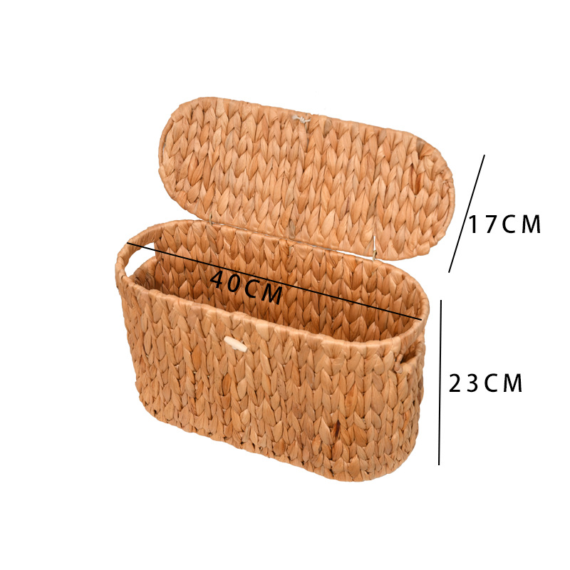 Cesta de almacenamiento a prueba de polvo portátil con cubierta, caja de almacenamiento trenzada de calabaza de agua, cesto de almacenamiento de artículos sanitarios domésticos