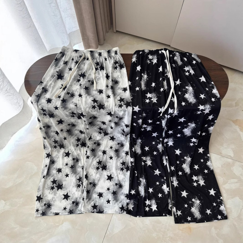 Ice Silk Threaded Walking Pants, Summer Lightweight Straight Wide-Leg Casual Pants, High-Waisted Slimming Floor-Length Pants, Lazy Trend Ice Silk Threaded Walking Pants, Summer Lightweight Straight Wide-Leg Casual Pants, High-Waisted Slimming Floor-Length Pants, Lazy Trend