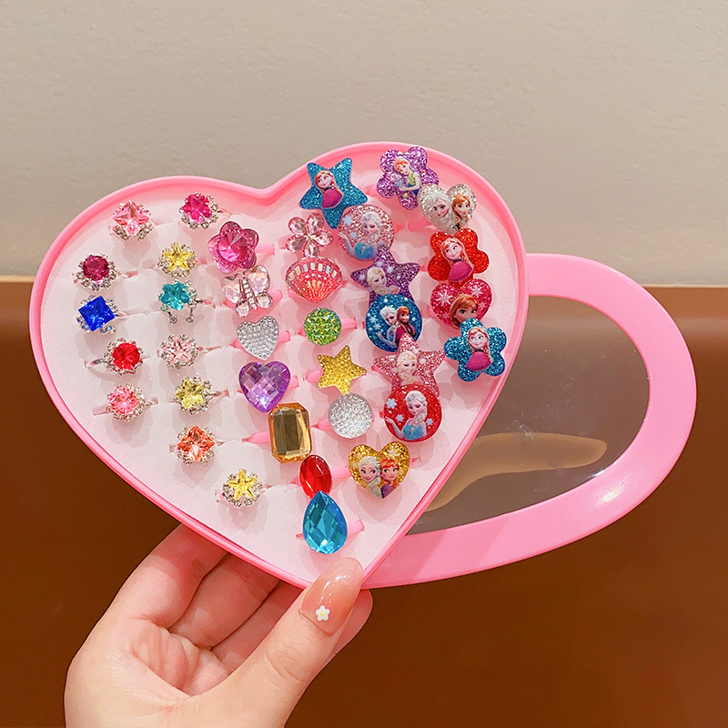 Anillo para niños Anillo de diamantes de simulación de princesa Anillo de piedras preciosas de cristal para niñas Lindas joyas de diamantes de imitación Joyas de diamantes image 15