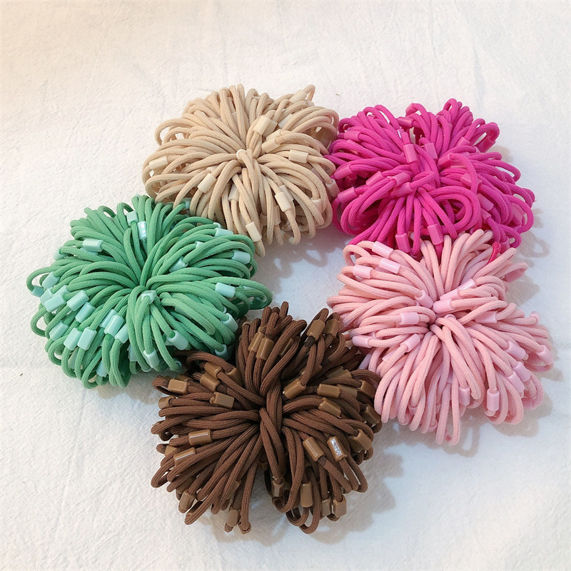 [Pequeño anillo largo con hebilla] DIY niños materiales hechos a mano cuerda de cabeza de alta elasticidad color caramelo no daña correa de cabello tocado