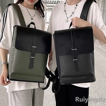 2023新款潮流双肩包时尚男女情侣商务休闲大容量皮质书包电脑背包