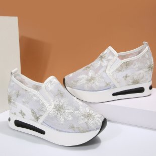 plus size Slip-on Shoes Women's 2024 Spring New Korean Style Lace Mesh Inner Elevated Platform Bottom Casual Shoes plus size Slip-on Shoes Women's 2024 Spring New Korean Style Lace Mesh Inner Elevated Platform Bottom Casual Shoes