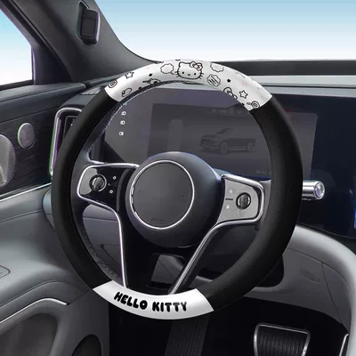 cushion, headrest, backrest, Sürətlər qutusu və əl tormozu başlıqları - kt274-1f-steering-wheel-cover-round-suitable-for-37-38cm-mesh-leather