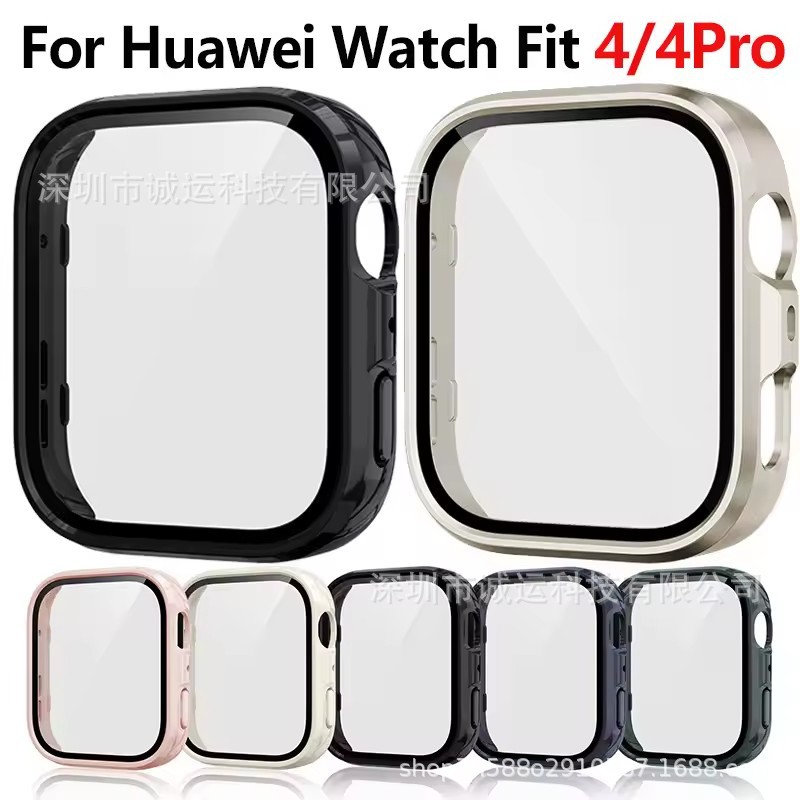 Suitable for Huawei Fit4 protective case, tempered full cover film integrated case, Huawei watch Fit4 pro watch case full figure