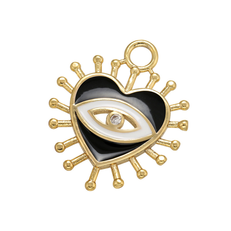 1 Piece Quantity Copper Material Heart Shape, Eye Pattern 1 Piece Copper Heart Shape Eye