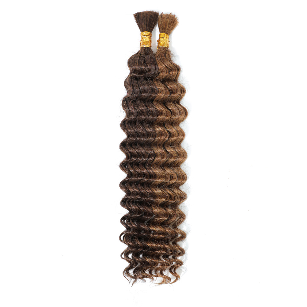 Deep Wave Peruca de cabello real Curly cabello real Trenzado extensiones de cabello humano Bulk