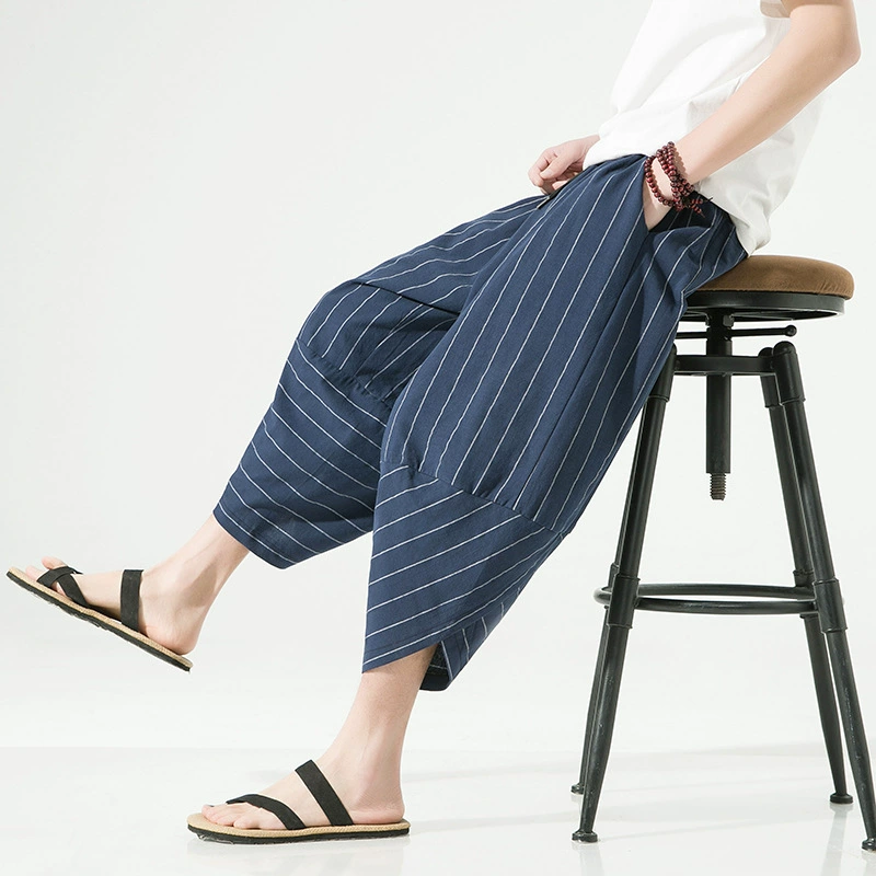 Summer Japanese trend trousers, cotton and linen, Chinese style, oversize
