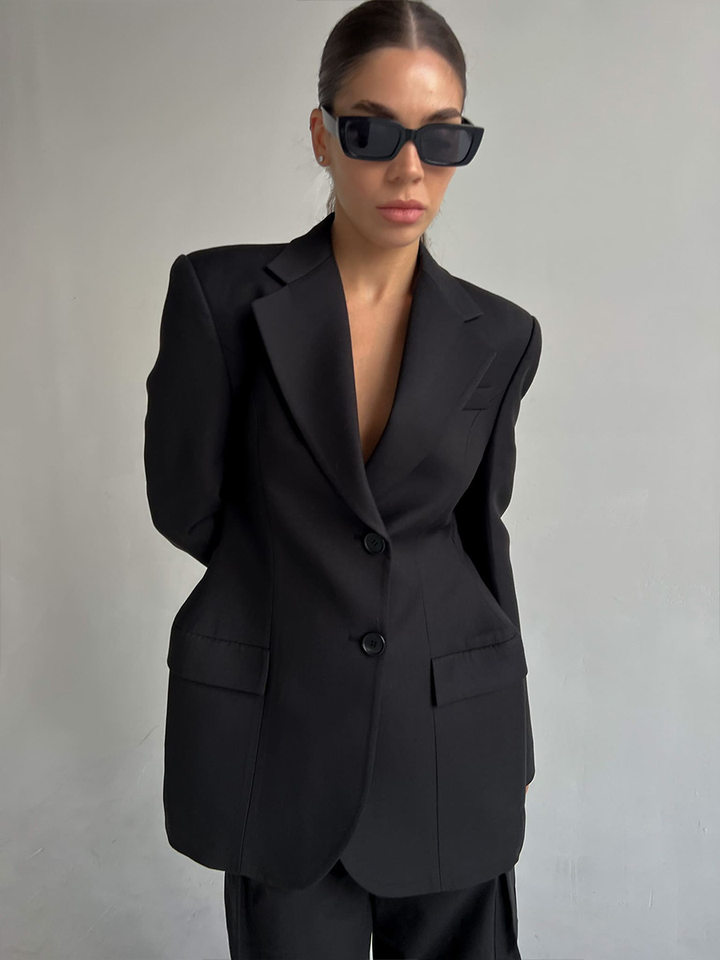 Áo vest nữ cổ chữ V dáng ôm eo tôn dáng, tay dài, phong cách công sở — Màu trắng, Màu đen, Màu đỏ rượu, màu nâu nhạt chi tiết 37
