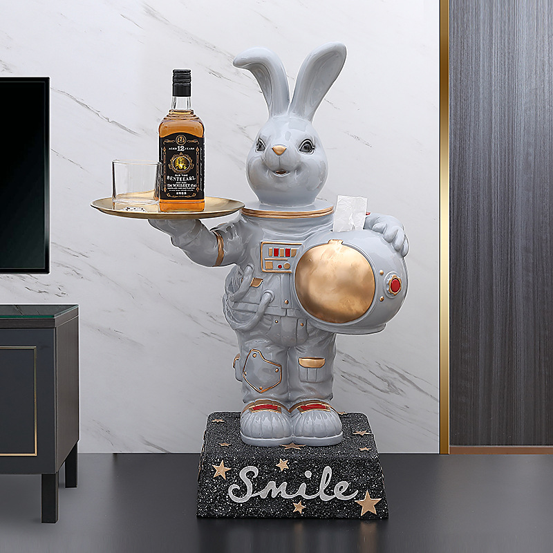 Modern Simple Space Rabbit Floor Multifunctional Paper Towel Ornaments Home TV Cabinet Housewarming Sofa Creative Decorations