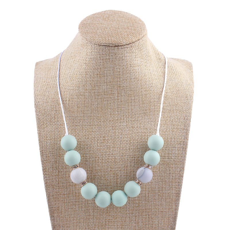 Bebé creativo DIY brillante diamante con cuentas COLLAR COLGANTE contraste color cuentas de silicona molienda palo masticable colgante collar