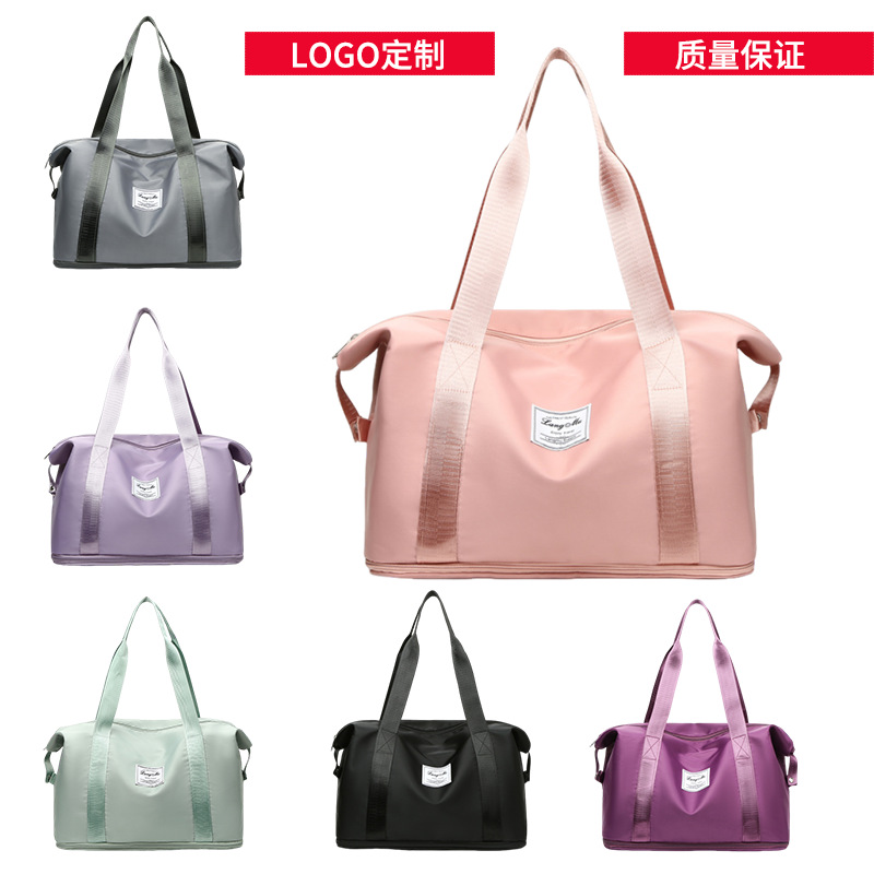 Bolsa de viaje con logotipo impresa personalizada, bolsa de viaje al aire libre de gran capacidad, bolsa de equipaje, bolsa de hombro de corta distancia, bolsa de fitness