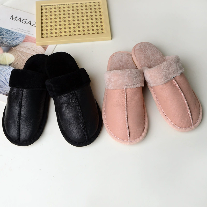 Овечья меховые тапочки противоскользящие и износостойкие мужчины и женщины