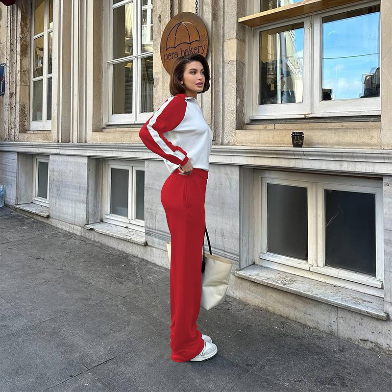 211475 Spring Autumn New Cross-Border European And American Color-Block Long-Sleeve Zipper Sweatshirt Women's Fashion_ecoleips.com