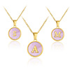 Brand fuchsia golden necklace stainless steel with letters, pendant, suitable for import, simple and elegant design, English