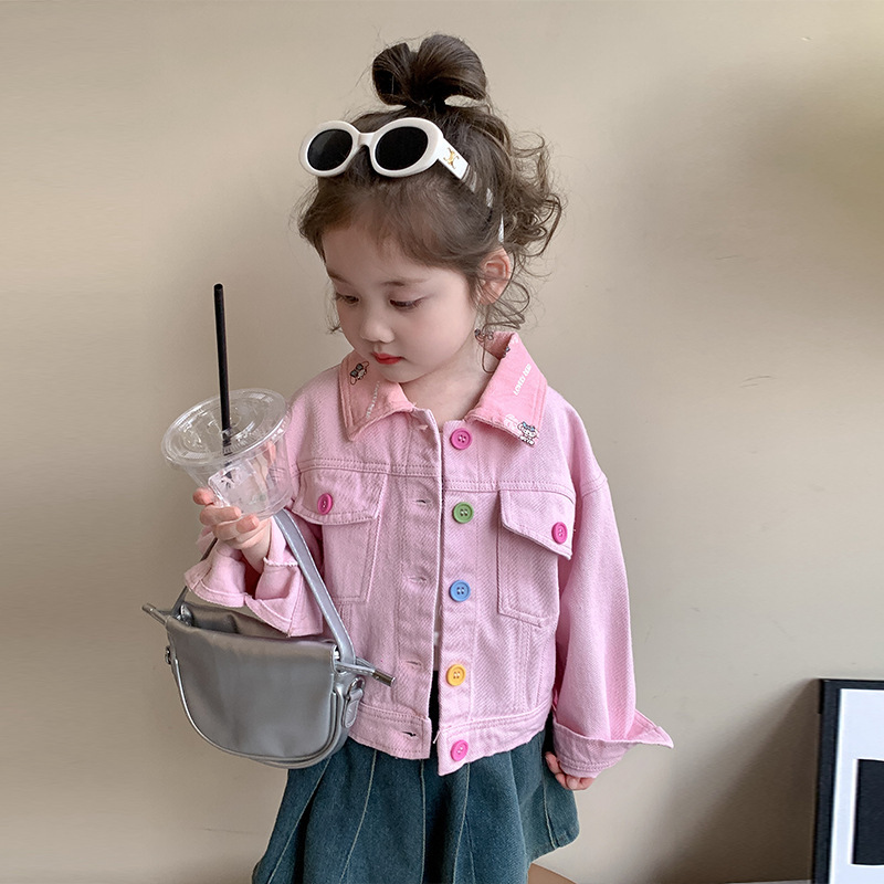 Girls' Denim Coat 2025 New Western Style Korean Color Buckle Baby Girl's Spring Wear Children's Spring and Autumn Jacket Top Girls' Denim Coat 2025 New Western Style Korean Color Buckle Baby Girl's Spring Wear Children's Spring and Autumn Jacket Top