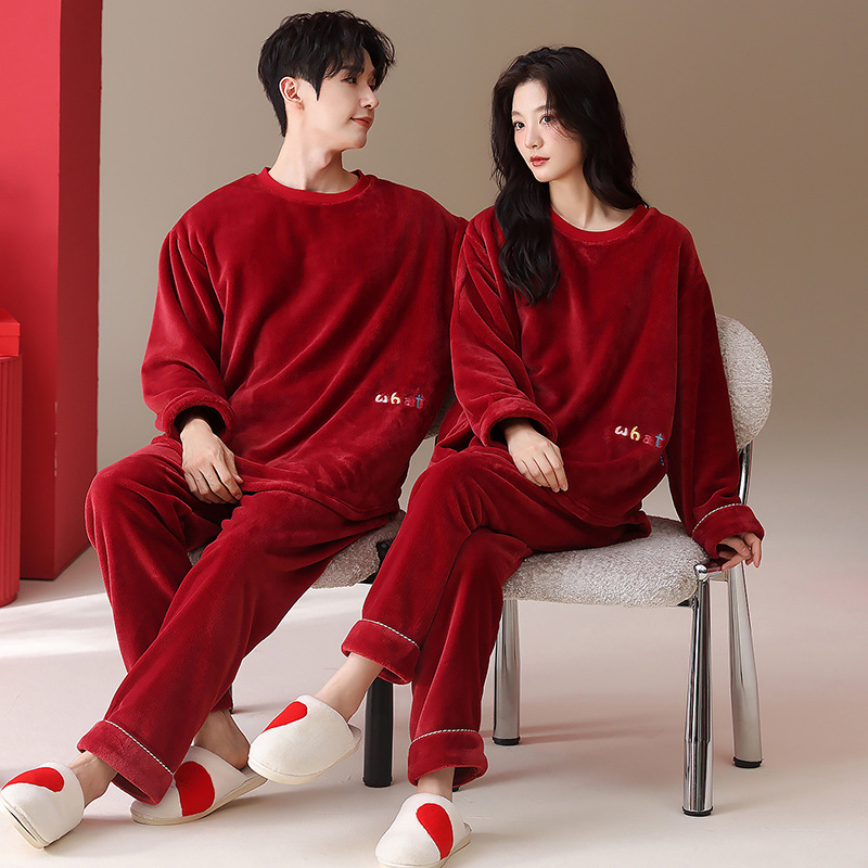 Coral vello pareja pijama de invierno para mujeres 2025 nuevo vello con cremallera gruesa se puede usar ropa de franela masculina