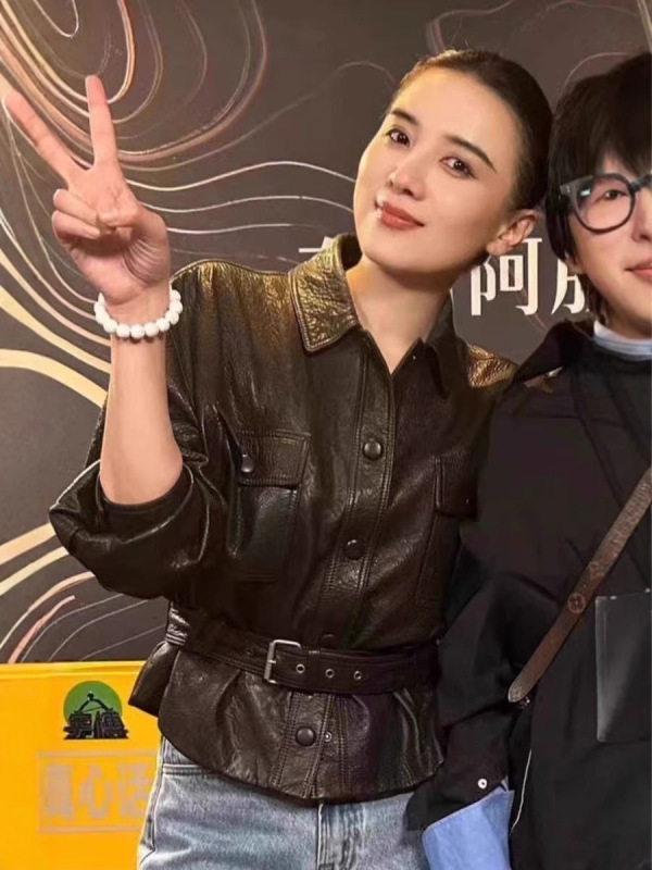 Song Jiaと同じスタイルのHainingレザージャケットレディースショートファッションレザージャケットオートバイ2025春の新スタイル|undefined