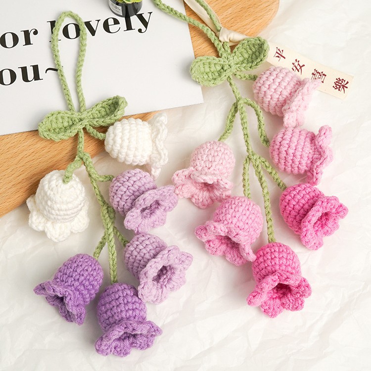 手工DIY编织汽车挂件材料包自制铃兰花车载后视镜挂饰平安符礼物