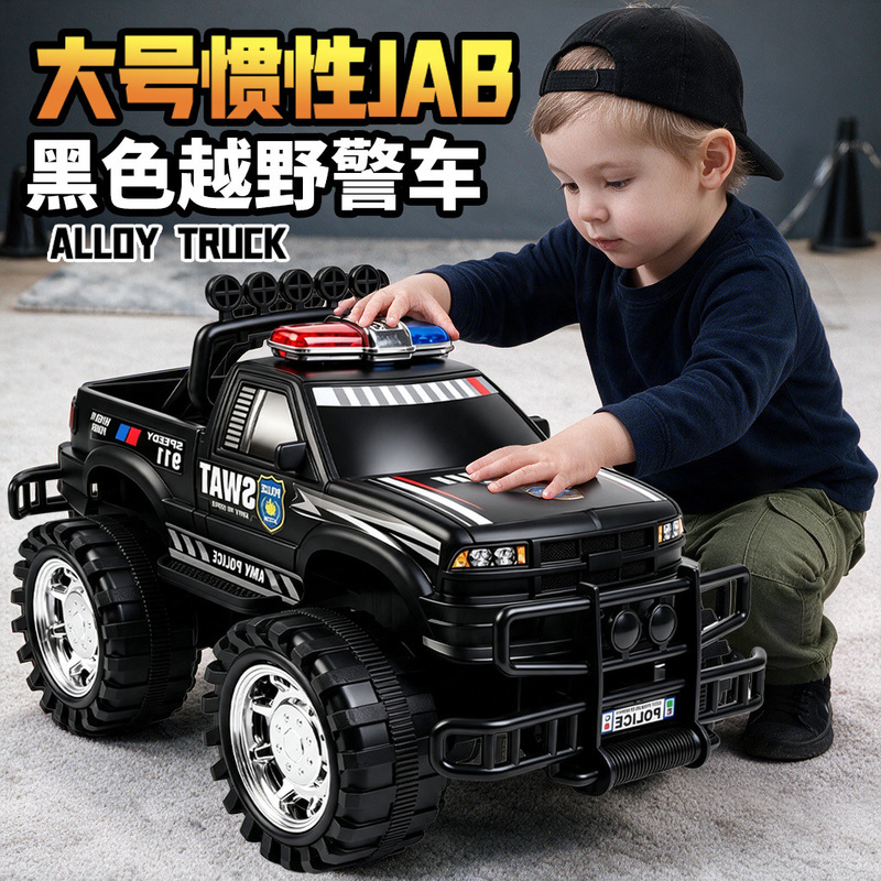 Large children's off-road police car toy, inertia-powered police car, realistic car model, cool gift for children Large children's off-road police car toy, inertia-powered police car, realistic car model, cool gift for children