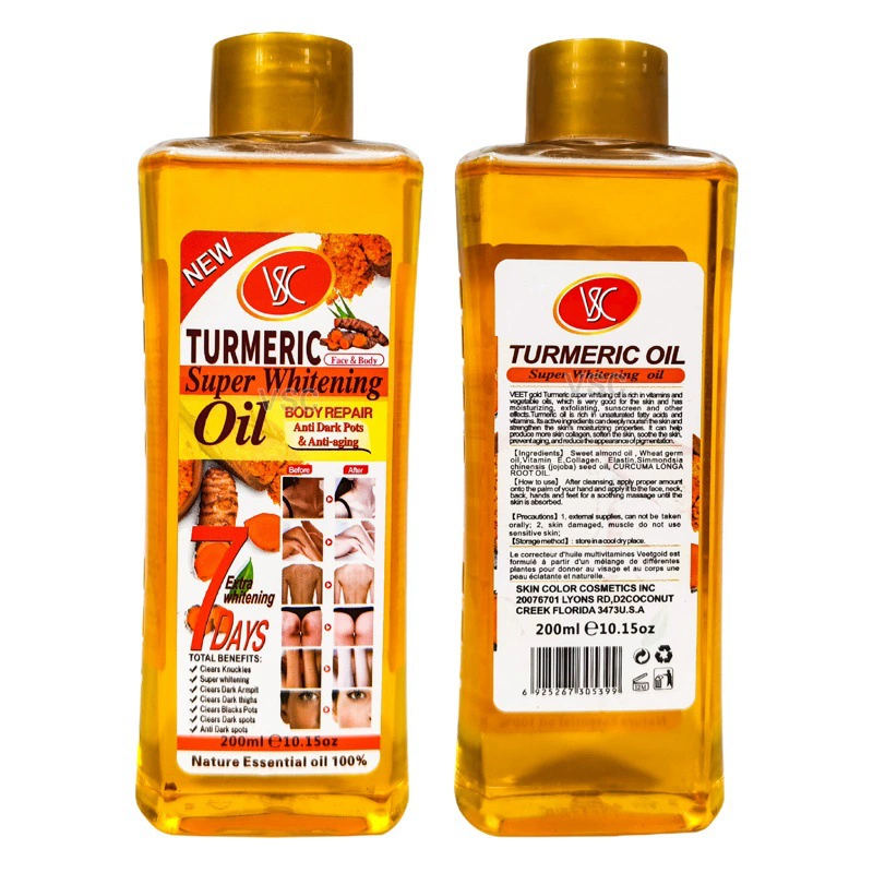 7 дней внешней торговли Восстановительное и осветлительное эфирное масло VC Увлажняющее эфирное масло Tongluo куркума массаж всего тела Миндальное массажное масло 200 мл