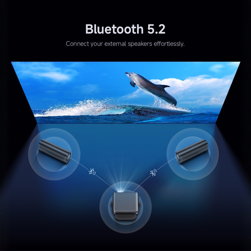 Proyector Transfronterizo 1080P con Rotación de 360 Grados y Soporte, Proyección de Pared, Proyector 4K para Fiestas en Casa, Proyector Inteligente