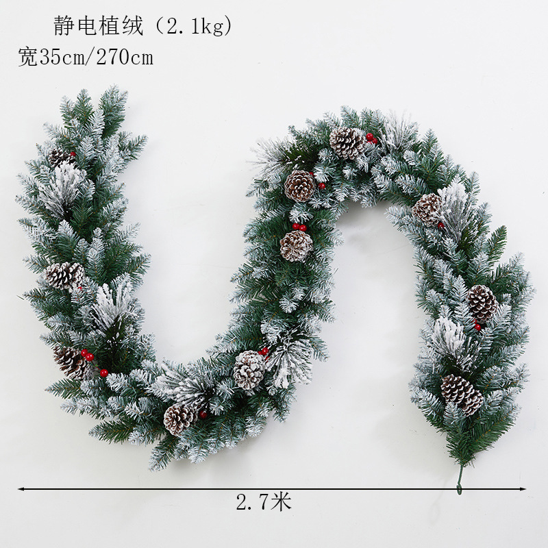 2.7 Arroz de lujo criptografado caña floquete nieve rociado decoración de Navidad hotel centro comercial escalera pasamanos decoración