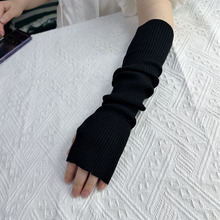 仿晒堆堆袖套保暖针织毛线半袖女秋冬弹力露指可触屏防寒护臂手套