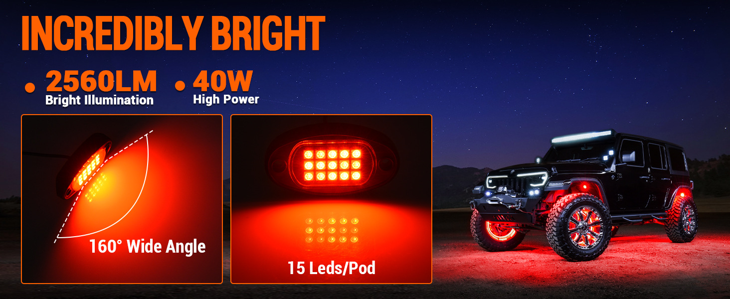 Cross-border hot car RGB chassis light off-road vehicle bottom music rhythm light LED colorful APP remote control atmosphere light