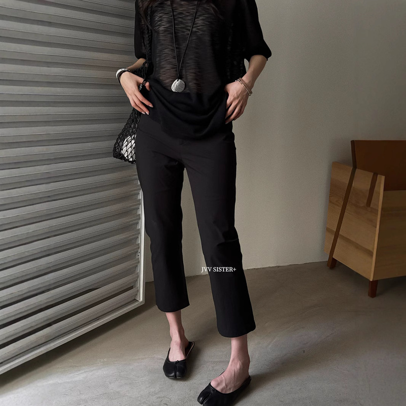 JVV Thirteen Line 2025 Summer New All-match Slim Look Pencil Pants All-match Casual Bottoming Cropped Pants for Women 00290