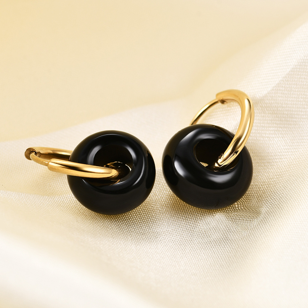 Retro Round Stainless Steel Drop Earrings 1 Pair