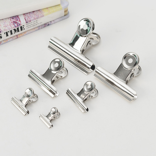 63mm round clip stainless steel color ticket clip metal 19mm silver large, medium and small financial office supplies clip