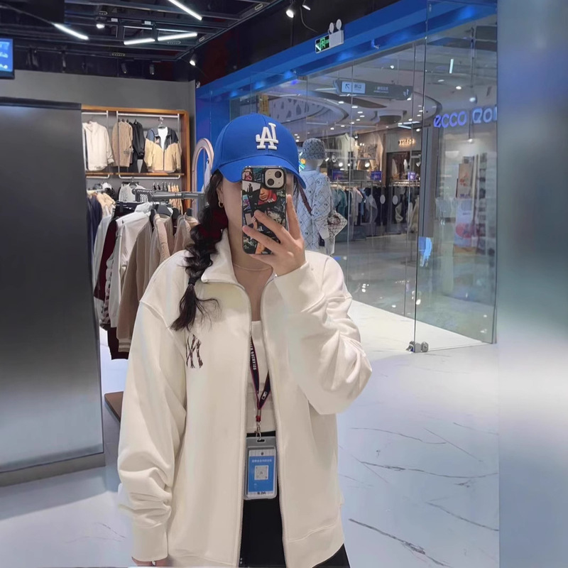 24 New Korean Version Mlb Sweatshirt Sports Casual Loose Unisex Sweatshirt Zipper Embroidered Letter Print Jacket Top