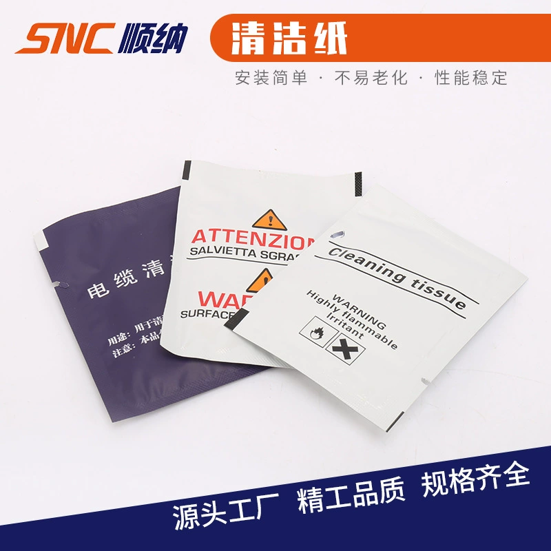 Салфетка для очистки оптоволоконных кабелей, для протирки кабеля, для холодной и горячей термоусадки, для очистки клеммных соединений, содержит спирт и огнезащитные добавки