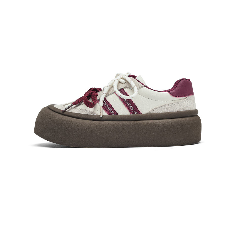 Augu Shi Dengde zapatos de entrenamiento para mujeres 2025, nuevos zapatos de skate deportivos casuales de primavera retro con suela gruesa, zapatos blancos grandes