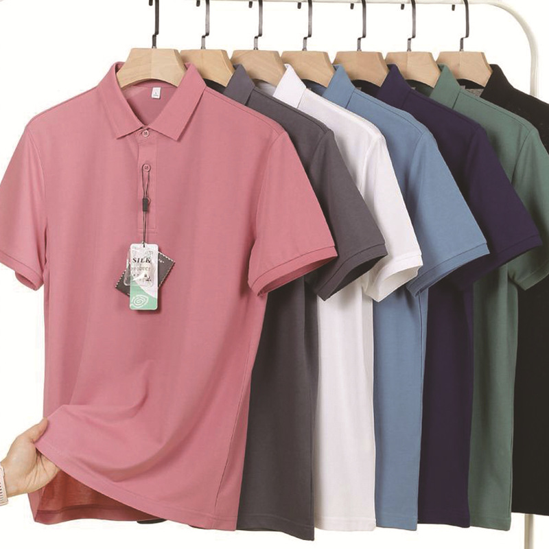 Zhuofandi 2311 Tencel Silk Fine Beaded Solid Color Summer Ice Silk Cool Feel Polo Shirt Short Sleeve Breathable Turn-Down Collar Wholesale