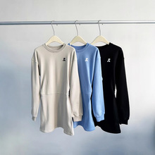 特价不退换 韩国小众 后背雪山图案卫衣式长袖收腰连衣裙卫衣裙