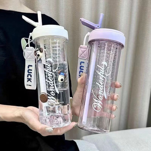 Высокотемпературная чашка для воды для девочек, новинка 2025 года, красивая соломенная чашка для студентов, портативная пластиковая чашка для чая и воды для женщин