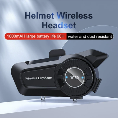 Cross-Border New Y50 Helmet Bluetooth Headset 1800Mah Long-Lasting Battery Life Intelligent Noise Reduction Waterproof Motorcycle Dedicated