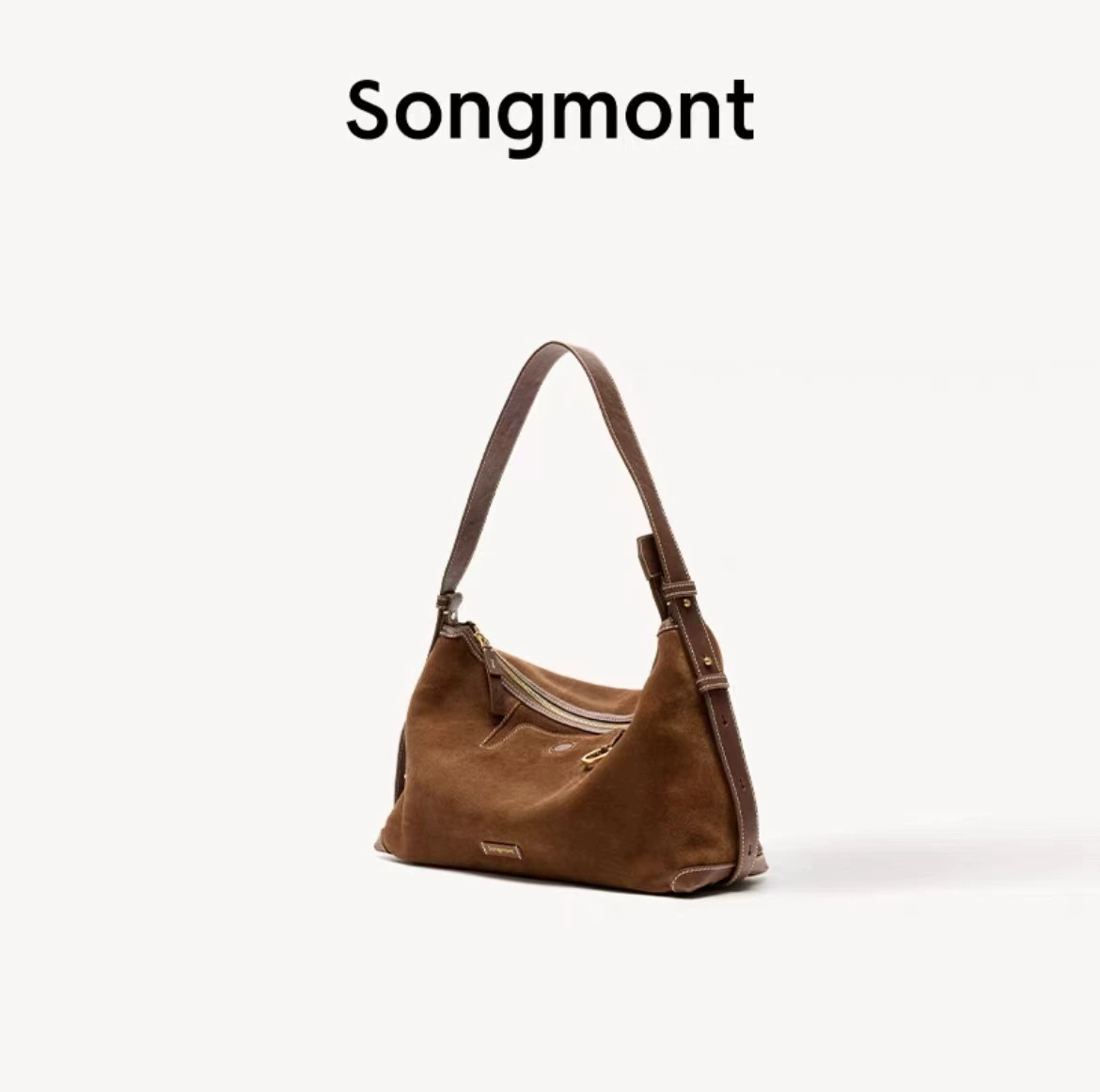 Хобо-сумка (Songmont) из замши, мягкая слоуч-форма, осень/зима
