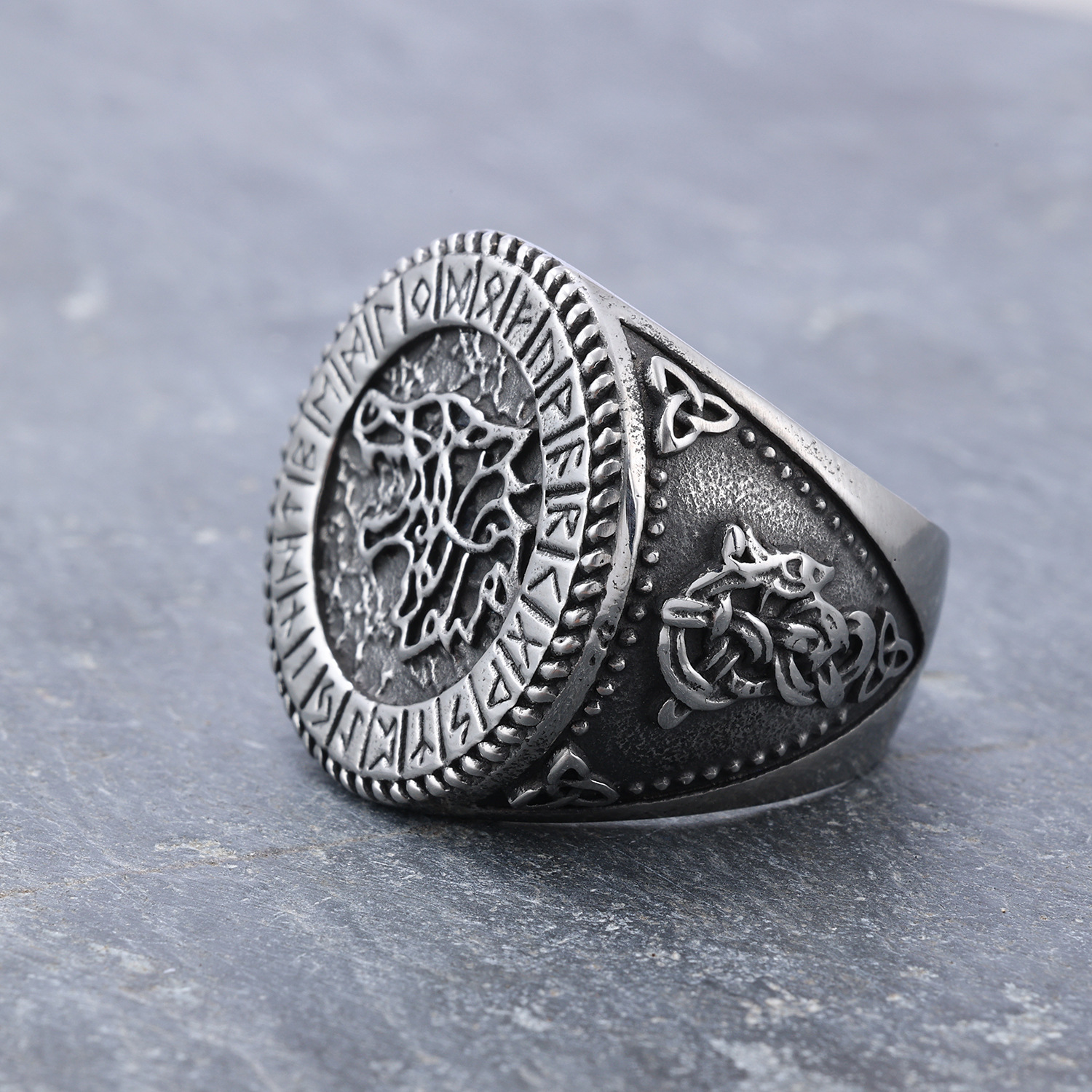 Men'S Gender Retro Wolf Stainless Steel Polishing Men's Rings