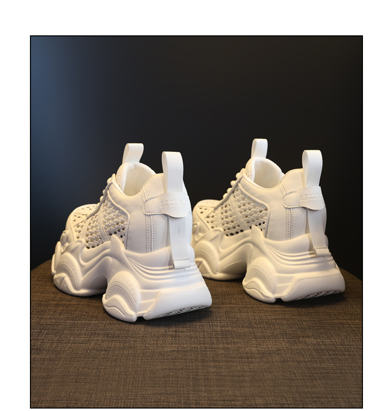 Giày sneaker nữ chunky đế dày thoáng khí tăng chiều cao — màu trắng chi tiết 20