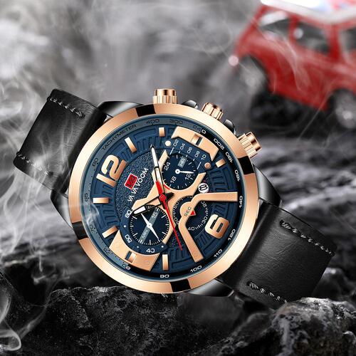 Cross-border foreign trade six-pin 8329 casual men's watch business belt watch calendar men's watch belt sports hand wholesale
